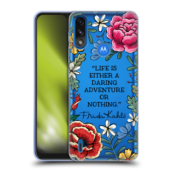 Frida Kahlo Art & Quotes Daring Adventure Soft Gel Case for Motorola Moto E7 Power / Moto E7i Power