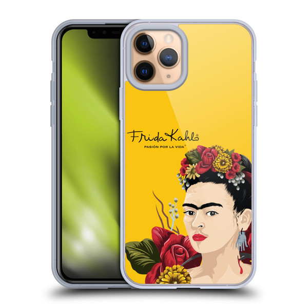 Frida Kahlo Red Florals Portrait Soft Gel Case for Apple iPhone 11 Pro