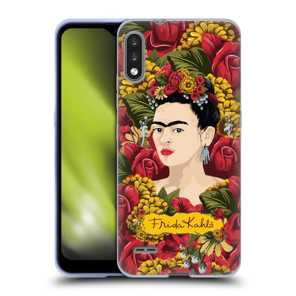 Frida Kahlo Red Florals Portrait Pattern Soft Gel Case for LG K22