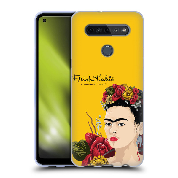Frida Kahlo Red Florals Portrait Soft Gel Case for LG K51S