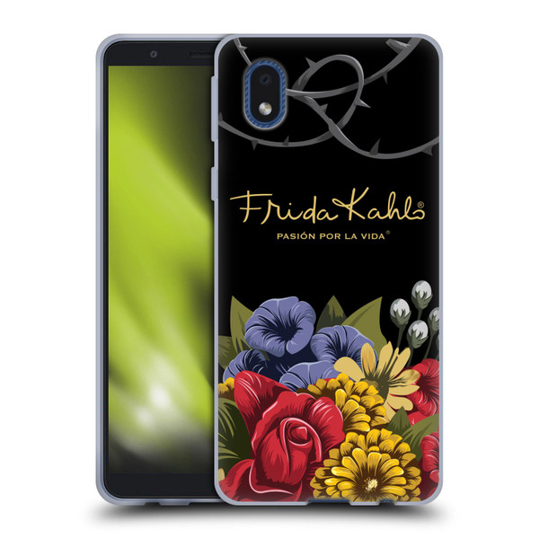 Frida Kahlo Red Florals Efflorescence Soft Gel Case for Samsung Galaxy A01 Core (2020)