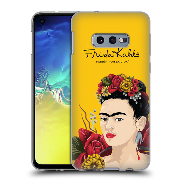 Frida Kahlo Red Florals Portrait Soft Gel Case for Samsung Galaxy S10e