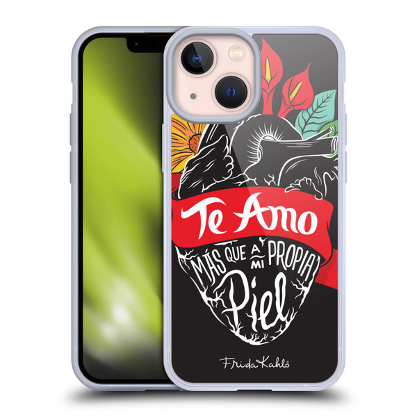 Frida Kahlo Typography Heart Soft Gel Case for Apple iPhone 13 Mini