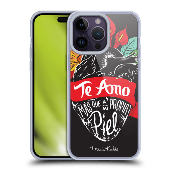 Frida Kahlo Typography Heart Soft Gel Case for Apple iPhone 14 Pro Max
