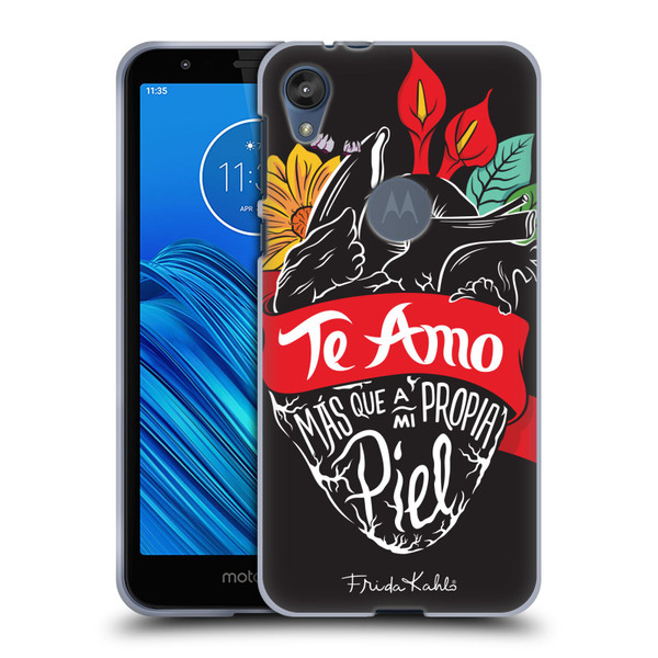 Frida Kahlo Typography Heart Soft Gel Case for Motorola Moto E6