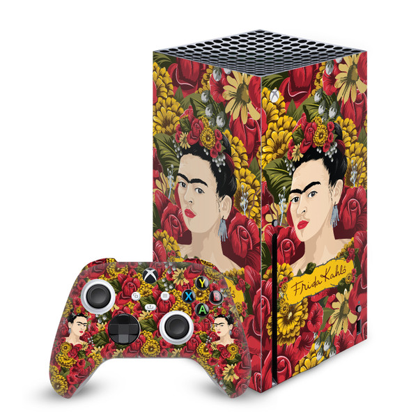 Frida Kahlo Floral Portrait Pattern Vinyl Sticker Skin Decal Cover for Microsoft Series X Console & Controller