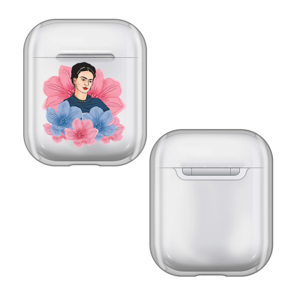 Frida Kahlo Portraits Floral Clear Hard Crystal Cover Case for Apple AirPods 1 1st Gen / 2 2nd Gen Charging Case