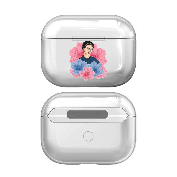 Frida Kahlo Portraits Floral Clear Hard Crystal Cover Case for Apple AirPods Pro Charging Case