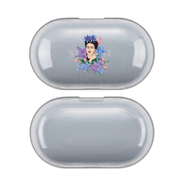 Frida Kahlo Portraits Lilies Clear Hard Crystal Cover Case for Samsung Galaxy Buds / Buds Plus