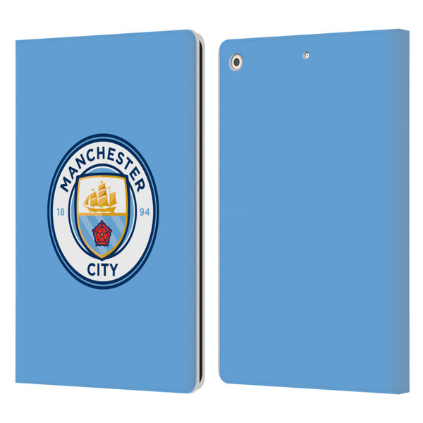 Manchester City Man City FC Badge Blue Full Colour Leather Book Wallet Case Cover For Apple iPad 10.2 2019/2020/2021