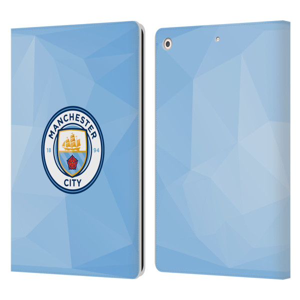 Manchester City Man City FC Badge Geometric Blue Full Colour Leather Book Wallet Case Cover For Apple iPad 10.2 2019/2020/2021