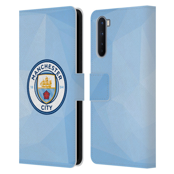 Manchester City Man City FC Badge Geometric Blue Full Colour Leather Book Wallet Case Cover For OnePlus Nord 5G