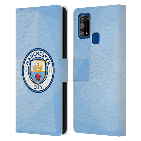 Manchester City Man City FC Badge Geometric Blue Full Colour Leather Book Wallet Case Cover For Samsung Galaxy M31 (2020)