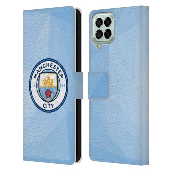 Manchester City Man City FC Badge Geometric Blue Full Colour Leather Book Wallet Case Cover For Samsung Galaxy M53 (2022)