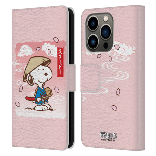 Peanuts Oriental Snoopy Samurai Leather Book Wallet Case Cover For Apple iPhone 14 Pro