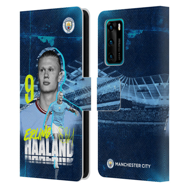 Manchester City Man City FC 2022/23 First Team Erling Haaland Leather Book Wallet Case Cover For Huawei P40 5G