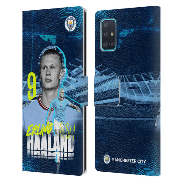 Manchester City Man City FC 2022/23 First Team Erling Haaland Leather Book Wallet Case Cover For Samsung Galaxy A51 (2019)