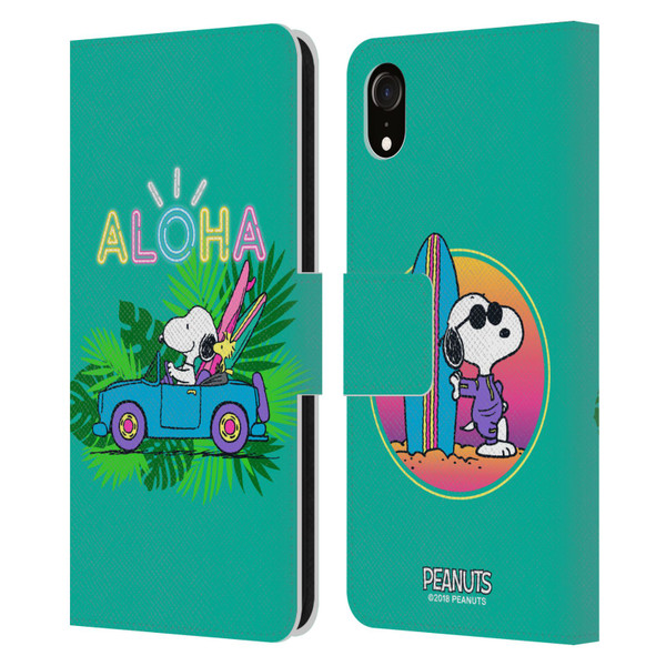 Peanuts Snoopy Aloha Disco Tropical Surf Leather Book Wallet Case Cover For Apple iPhone XR