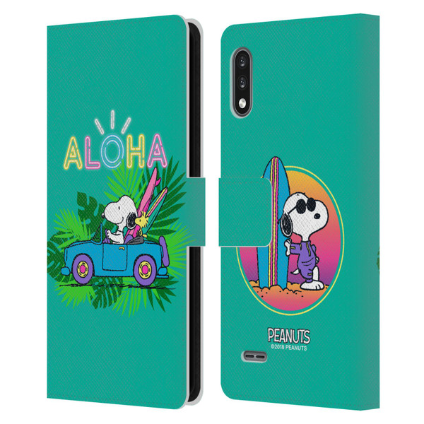 Peanuts Snoopy Aloha Disco Tropical Surf Leather Book Wallet Case Cover For LG K22