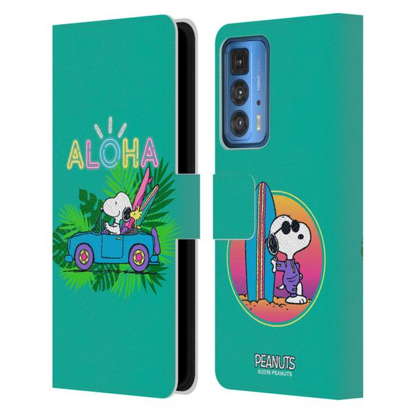 Peanuts Snoopy Aloha Disco Tropical Surf Leather Book Wallet Case Cover For Motorola Edge 20 Pro