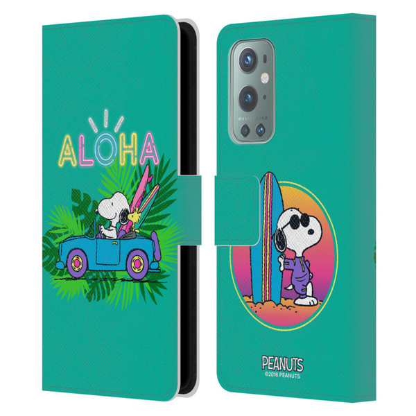 Peanuts Snoopy Aloha Disco Tropical Surf Leather Book Wallet Case Cover For OnePlus 9