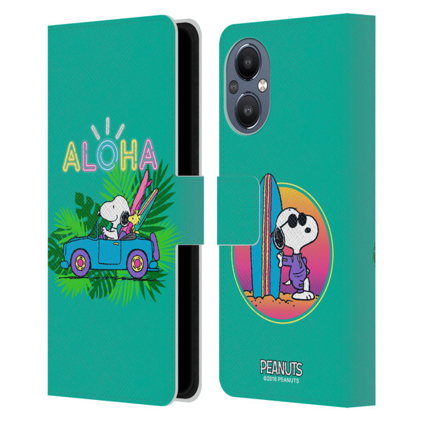 Peanuts Snoopy Aloha Disco Tropical Surf Leather Book Wallet Case Cover For OnePlus Nord N20 5G