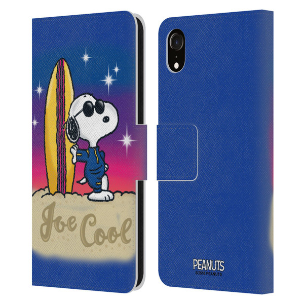 Peanuts Snoopy Boardwalk Airbrush Joe Cool Surf Leather Book Wallet Case Cover For Apple iPhone XR
