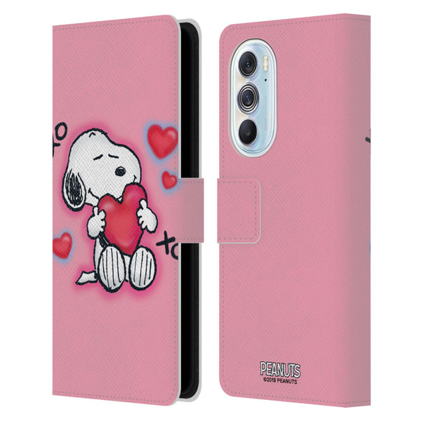 Peanuts Snoopy Boardwalk Airbrush XOXO Leather Book Wallet Case Cover For Motorola Edge X30