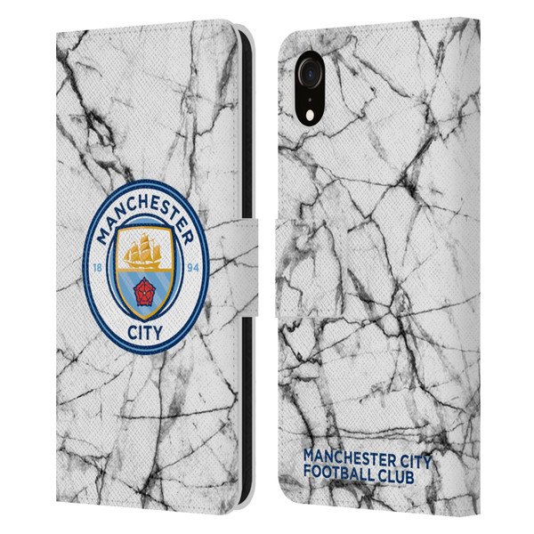 Manchester City Man City FC Marble Badge Full Colour Leather Book Wallet Case Cover For Apple iPhone XR