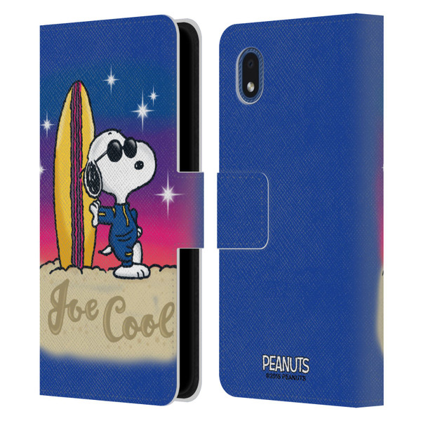 Peanuts Snoopy Boardwalk Airbrush Joe Cool Surf Leather Book Wallet Case Cover For Samsung Galaxy A01 Core (2020)