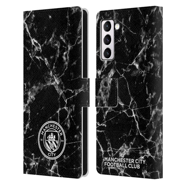 Manchester City Man City FC Marble Badge Black White Mono Leather Book Wallet Case Cover For Samsung Galaxy S21+ 5G
