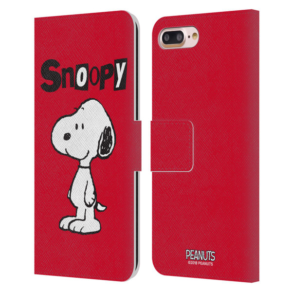 Peanuts Characters Snoopy Leather Book Wallet Case Cover For Apple iPhone 7 Plus / iPhone 8 Plus