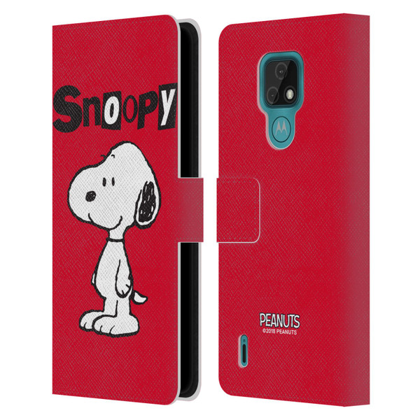 Peanuts Characters Snoopy Leather Book Wallet Case Cover For Motorola Moto E7