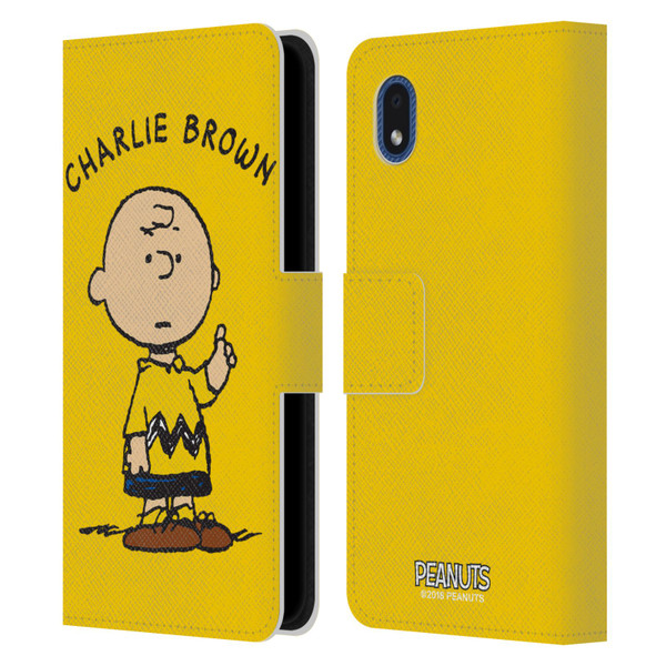 Peanuts Characters Charlie Brown Leather Book Wallet Case Cover For Samsung Galaxy A01 Core (2020)