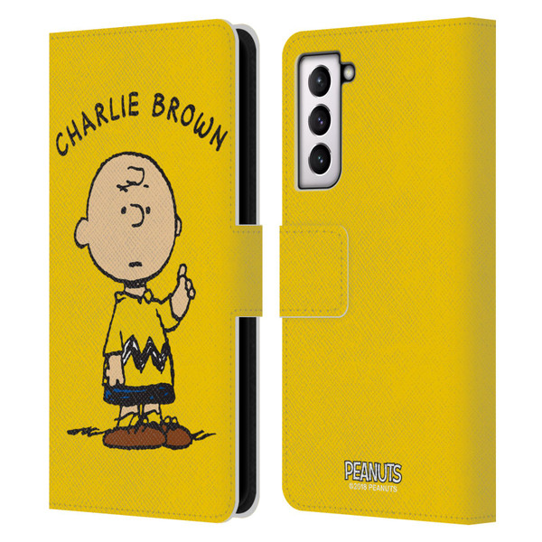 Peanuts Characters Charlie Brown Leather Book Wallet Case Cover For Samsung Galaxy S21 5G