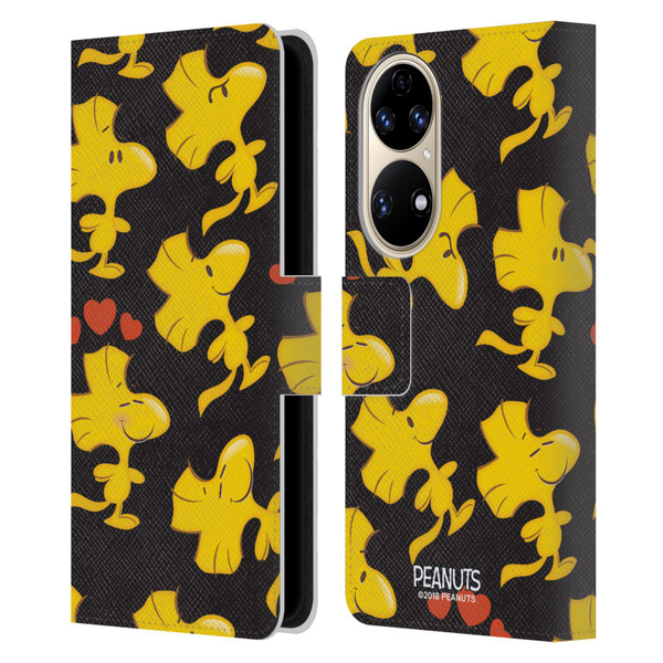 Peanuts Character Patterns Woodstock Leather Book Wallet Case Cover For Huawei P50