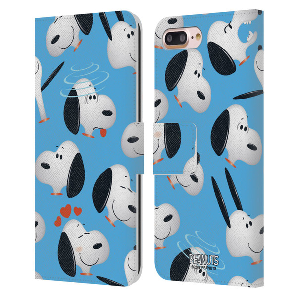 Peanuts Character Patterns Snoopy Leather Book Wallet Case Cover For Apple iPhone 7 Plus / iPhone 8 Plus