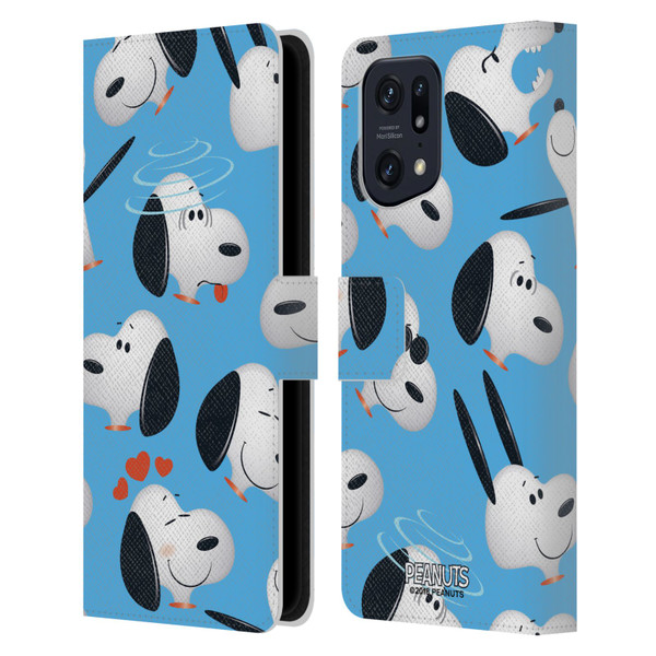 Peanuts Character Patterns Snoopy Leather Book Wallet Case Cover For OPPO Find X5