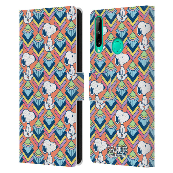 Peanuts Snoopy Deco Dreams Orange Pattern Leather Book Wallet Case Cover For Huawei P40 lite E