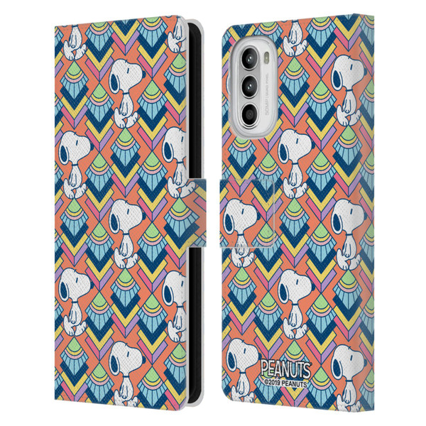 Peanuts Snoopy Deco Dreams Orange Pattern Leather Book Wallet Case Cover For Motorola Moto G52