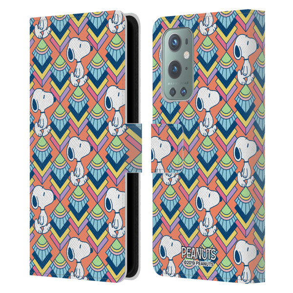 Peanuts Snoopy Deco Dreams Orange Pattern Leather Book Wallet Case Cover For OnePlus 9