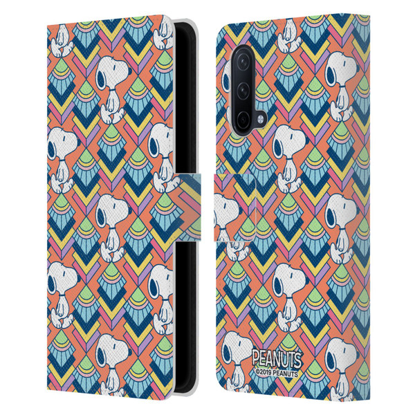 Peanuts Snoopy Deco Dreams Orange Pattern Leather Book Wallet Case Cover For OnePlus Nord CE 5G