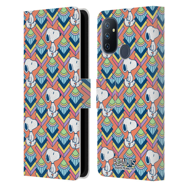 Peanuts Snoopy Deco Dreams Orange Pattern Leather Book Wallet Case Cover For OnePlus Nord N100
