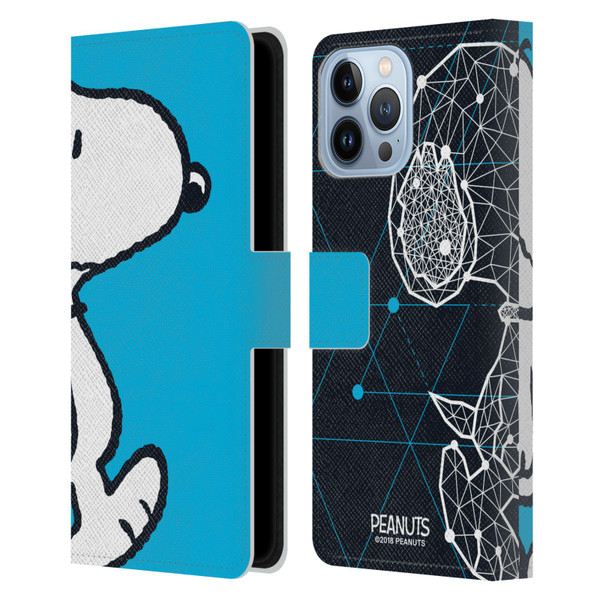 Peanuts Halfs And Laughs Snoopy Geometric Leather Book Wallet Case Cover For Apple iPhone 13 Pro Max