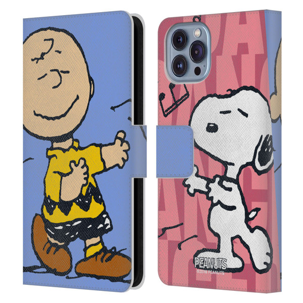 Peanuts Halfs And Laughs Snoopy & Charlie Leather Book Wallet Case Cover For Apple iPhone 14