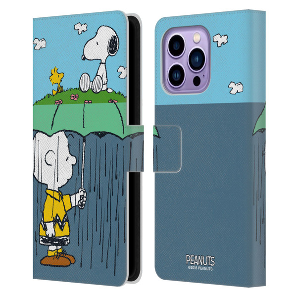 Peanuts Halfs And Laughs Charlie, Snoppy & Woodstock Leather Book Wallet Case Cover For Apple iPhone 14 Pro Max