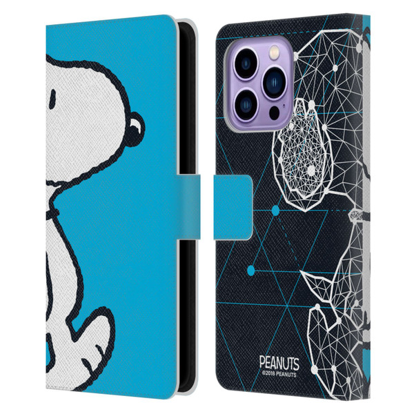 Peanuts Halfs And Laughs Snoopy Geometric Leather Book Wallet Case Cover For Apple iPhone 14 Pro Max