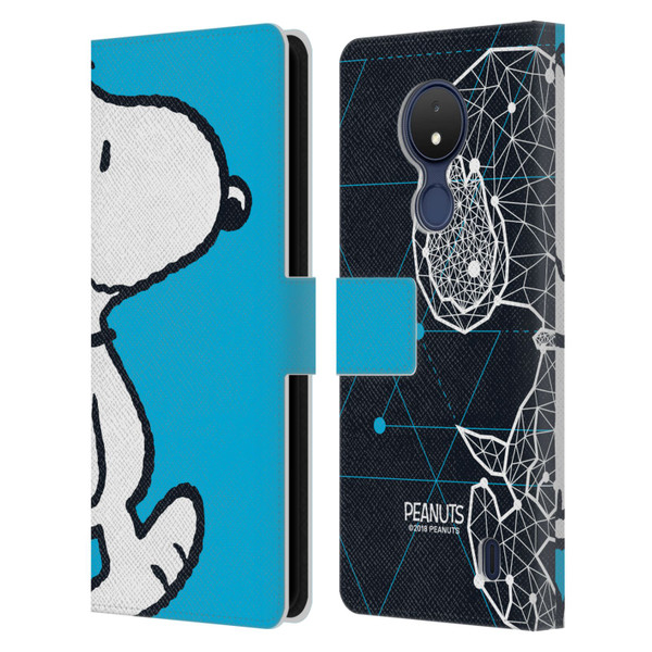 Peanuts Halfs And Laughs Snoopy Geometric Leather Book Wallet Case Cover For Nokia C21