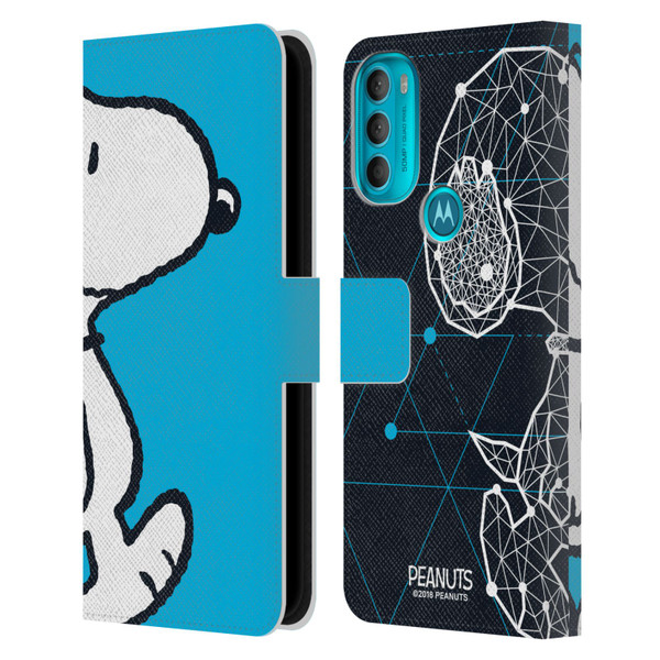 Peanuts Halfs And Laughs Snoopy Geometric Leather Book Wallet Case Cover For Motorola Moto G71 5G