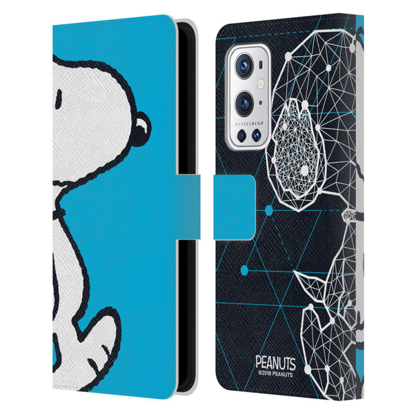 Peanuts Halfs And Laughs Snoopy Geometric Leather Book Wallet Case Cover For OnePlus 9 Pro